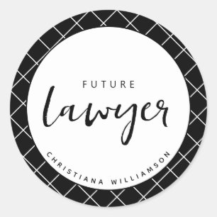 Elegant Future Lawyer Karo Pattern Personalisiert Runder Aufkleber