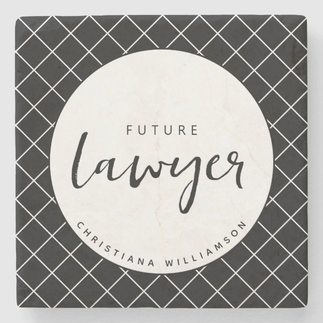 Elegant Future Lawyer Karo Pattern Personalisiert Steinuntersetzer (Vorderseite)