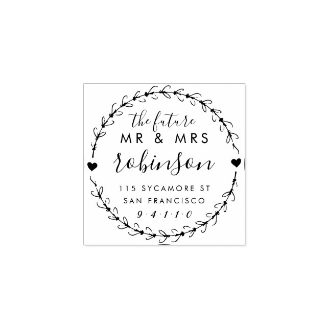 Elegant Future Mr. & Mrs. Wedding Rücksendeadresse Gummistempel (Prägung)