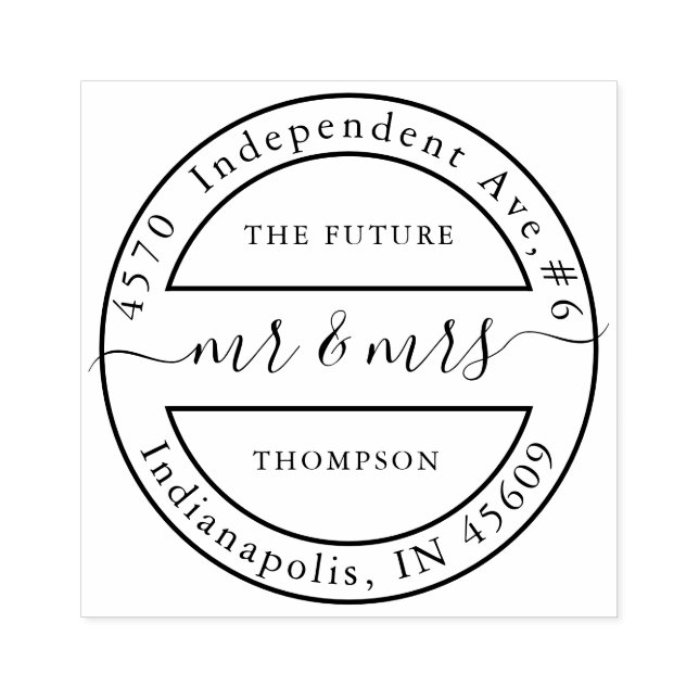 Elegant Future Mr. und Mrs. Calligraphy Typografy Gummistempel (Prägung)