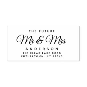 Elegant Future Mr. und Mrs. Rücksendeadresse Scrip Gummistempel