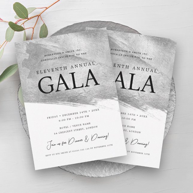 Elegant GALA Company Silver Brush Einladung (Elegant GALA Company Silver Brush Invitation)