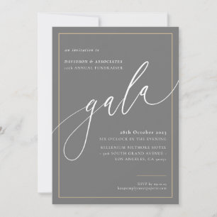 ELEGANT GALA Kalligraphie Stilvolles Graugold Einladung