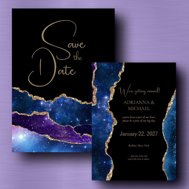 Elegant Galaxy Agate Wedding Save the Date Einladung (Von Creator hochgeladen)