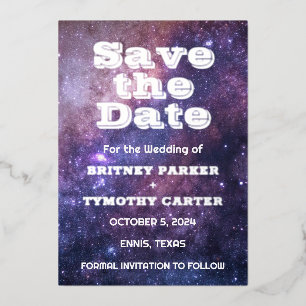 Elegant Galaxy Celestial QR Code Constellation Folieneinladung