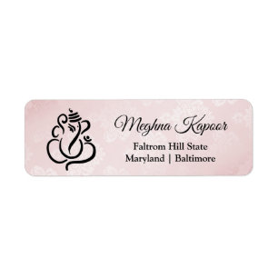 Elegant Ganesh Indian God Blush Pink Damask