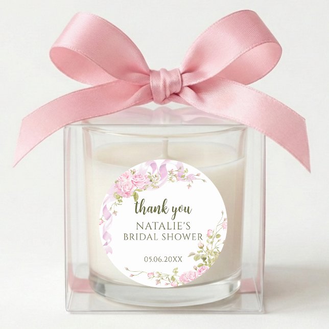 Elegant Garden Floral Bridal Shower Thank You  Runder Aufkleber (Von Creator hochgeladen)