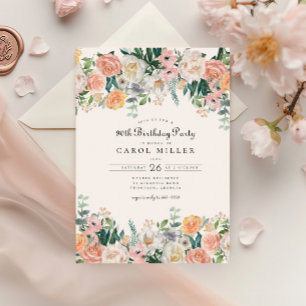 Elegant Garden Floral Greenery 90. Geburtstagspart Einladung