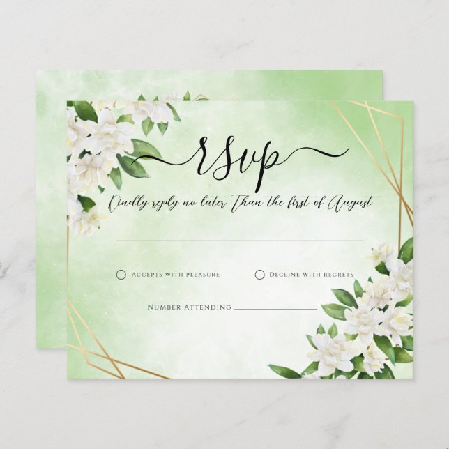 ELEGANT GARDEN FLORAL GREENERY Wedding RSVP Card (Vorne/Hinten)