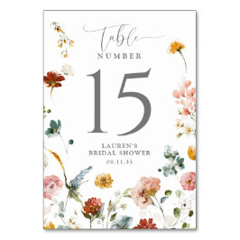 Elegant Garden Flowers Bridal Shower Table Number Tischnummer