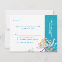 Elegant Garden Mum Turquoise Wedding RSVP