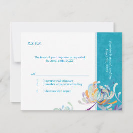 Elegant Garden Mum Turquoise Wedding RSVP Karte