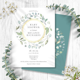 Elegant Garland Greenery Baby Shower Einladung