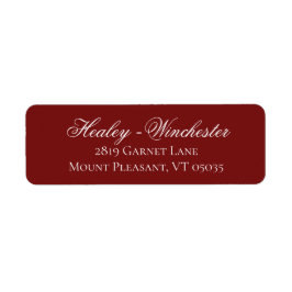 Elegant Garnet Red and White Wedding Address Label