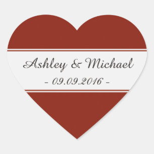 Elegant Garnet Red Save the Date Herz-Aufkleber