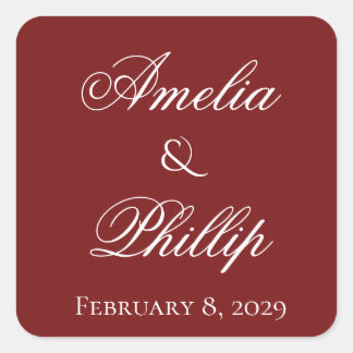 Elegant Garnet Red und White Wedding Stickers