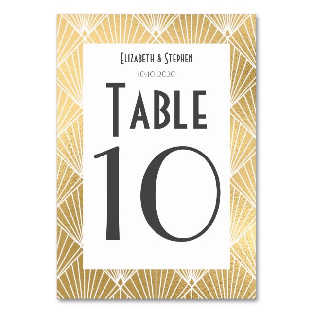 Elegant Gatsby Deko 1920er Hochzeit Tischnummer (Vorderseite)