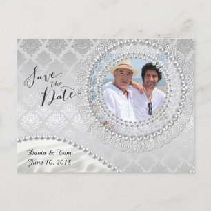 Elegant Gay Silver Wedding Save the Date Ankündigungspostkarte