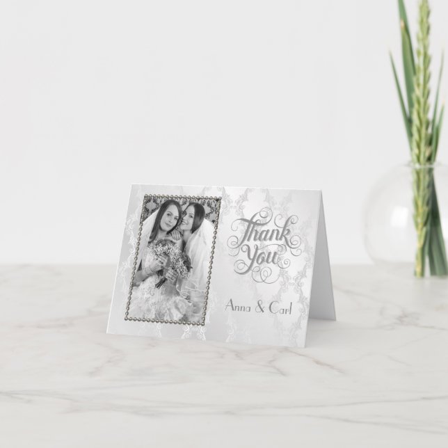 Elegant Gay Silver Wedding Vielen Dank Dankeskarte (Vorderseite)