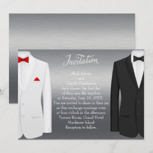 Elegant Gay Wedding Einladung Silver Tuxedos