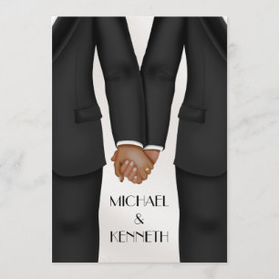 Elegant Gay Wedding Groom Holding Hands ethnisch Einladung