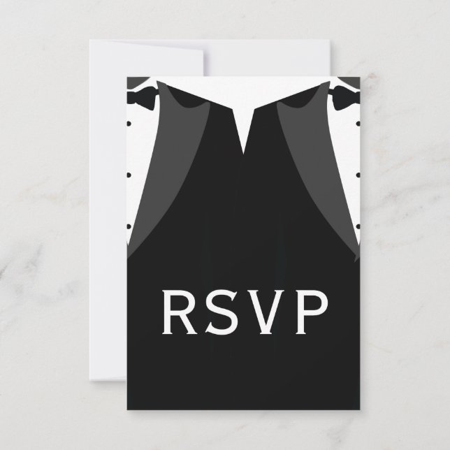 Elegant Gay Wedding RSVP Card Black Tie (Rückseite)