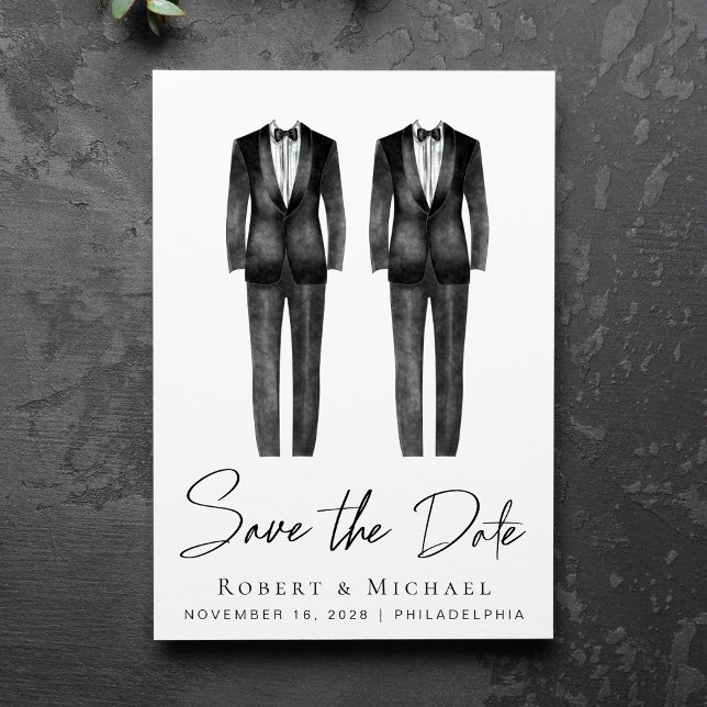 Elegant Gay Wedding Tuxedo Wasserfarbe Save The Date (Von Creator hochgeladen)