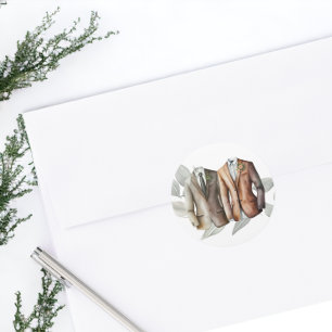 Elegant Gay Wedding Two Grooms in Anzügen Runder Aufkleber