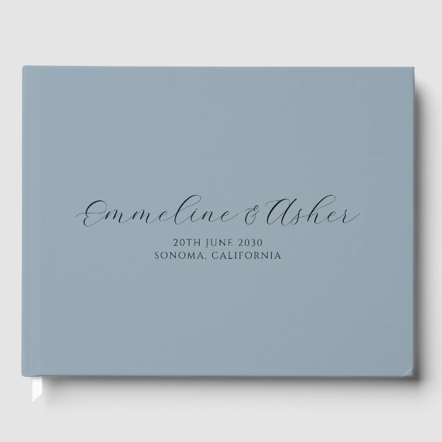 Elegant geben Sie Script Serif Custom Blue Gray We Gästebuch (Vorderseite)