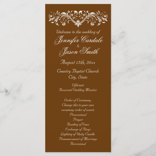 Elegant Geblüht Brown-Hochzeit im Herbst-Programme Programm (Vorderseite)