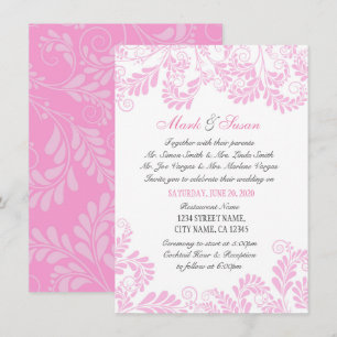 Elegant Geblüht Curly Pink Hochzeit Einladung