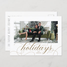 Elegant Geblüht formelle Script Holiday Postcard Feiertagspostkarte
