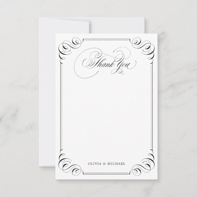 Elegant geblüht Kalligraphie Vintag vielen Dank Dankeskarte (Vorderseite)