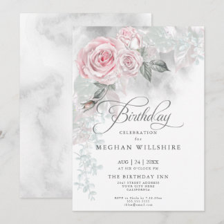 Elegant Geburtstag Elegante Watercolor Roses Einladung