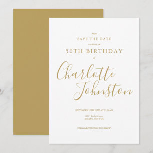 Elegant Geburtstag Gold Signature jedes Alters Save The Date