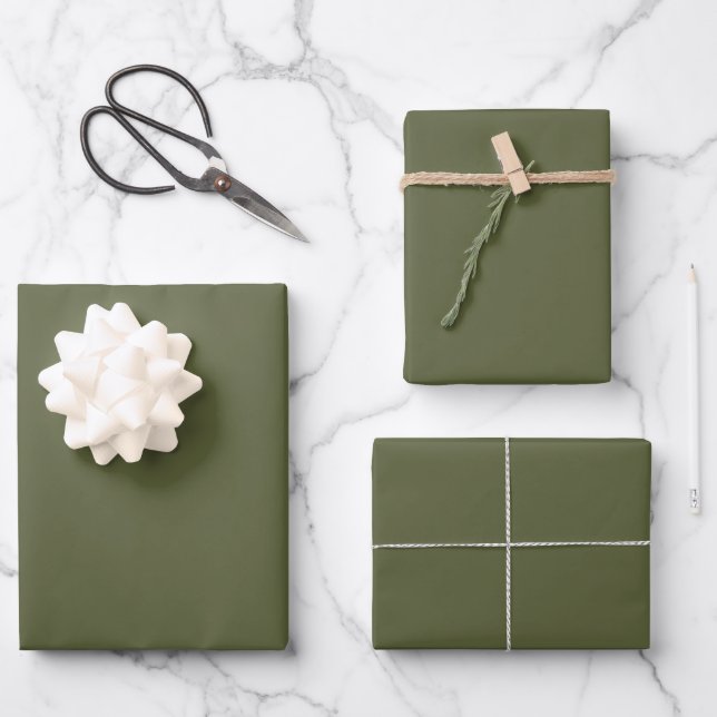 Elegant gedämmt grün Minimalistisch und elegant Geschenkpapier Set (Vorderseite)