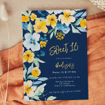Elegant gelb-blau-blumenfarbene Wasserfarbe Süß 16 Einladung<br><div class="desc">Elegant blau-gelb-florale Aquarell Sweet 16 Geburtstag mit rustikalen und ländgelben und blauen italienischen Blume ,  handgemalt in Aquarellfarbe auf dunkelblau. Ein rustikaler mediterraner Stil kombiniert mit einem modernen,  handgebürsteten Schriftart.</div>