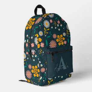 Elegant gelb-grün Hübsche Blüte mit Namen Bedruckter Rucksack