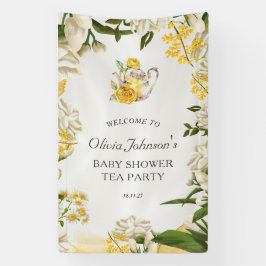 Elegant Gelb Grün Tee Party Babydusche Banner