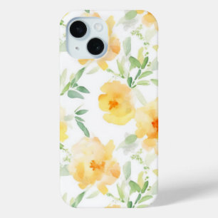 Elegant gelb pfirsichfarbene Aquarellblüte Case-Mate iPhone Hülle