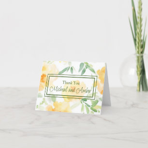 Elegant gelb pfirsichfarbene Aquarellblüte Dankeskarte