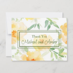 Elegant gelb pfirsichfarbene Aquarellblüte Dankeskarte