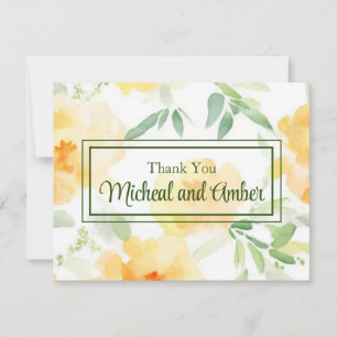 Elegant gelb pfirsichfarbene Aquarellblüte Dankeskarte