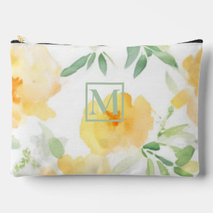 Elegant gelb pfirsichfarbene Aquarellblüte Zubehörtasche