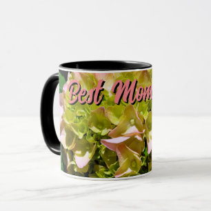 Elegant-gelb-rosa Hydrangea-Blume Mamas Tasse