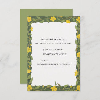 Elegant Gelbe grüne Wildblumen Blüte RSVP Karte