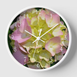 Elegant-gelbe, rosa grüne, blumengrüne Hydrangeas Uhr