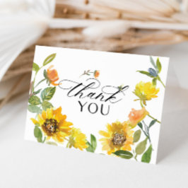 Elegant Gelbe Sonnenblume Vielen Dank Dankeskarte