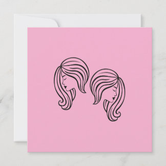 Elegant Gemini Zodiac Sign Modern Line Art Karte