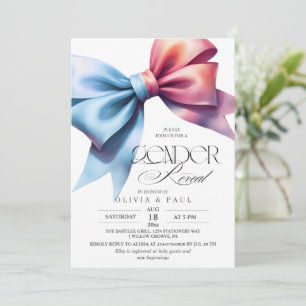 Elegant Gender Reveal Baby Boy Girl Bow Einladung
